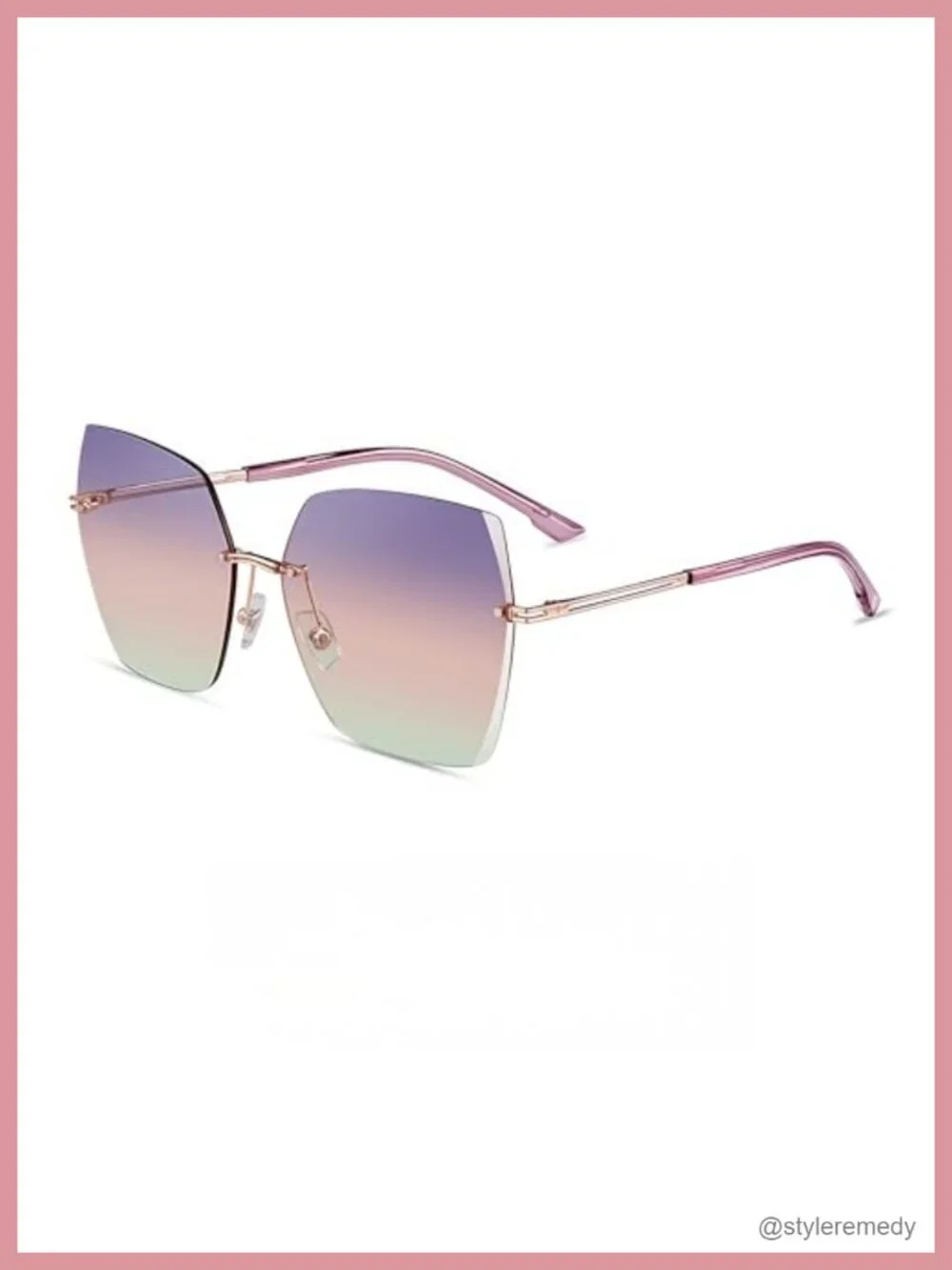 Rimless Oversized Sunglasses Diamond Cut Nylon Polarized Lenses UV400